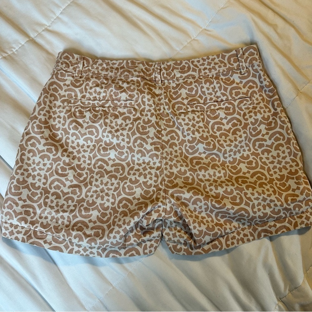 Banana Republic Pinkish Tan and Cream Leopard Print 5" Cotton 6 - Picture 5 of 10